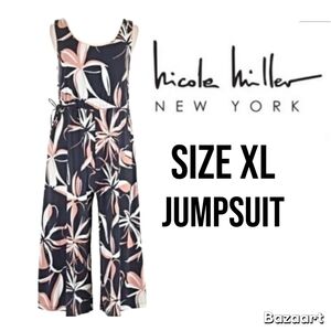 Nicole Miller Navy and Pink Floral Romper